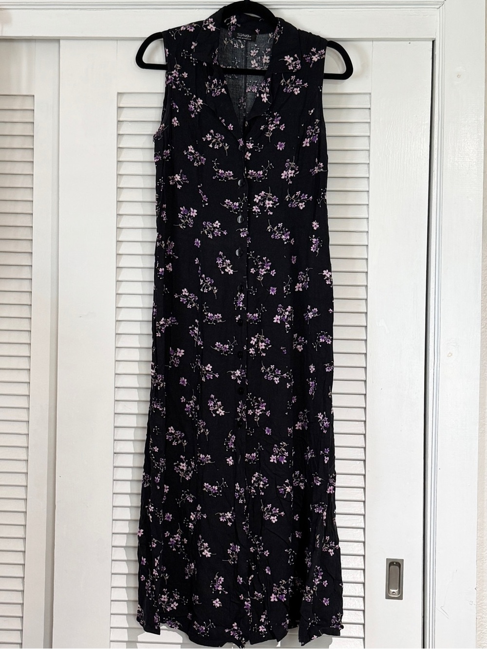 Black Maxi Dress with Lilac Floral Print